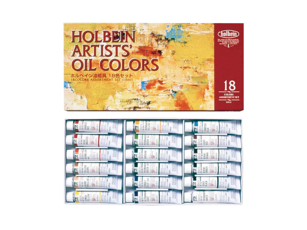 Zestaw farb olejnych Artists' Oil Colors - Holbein - 18 kolorów x 10 ml