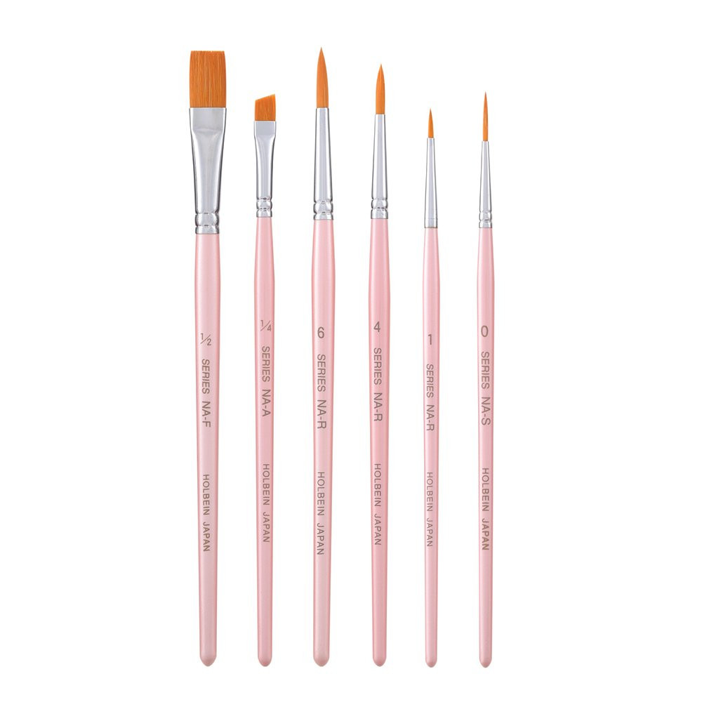 Set of watercolor and acrylics nylon brushes, NA-2 series - Holbein - 6 pcs.