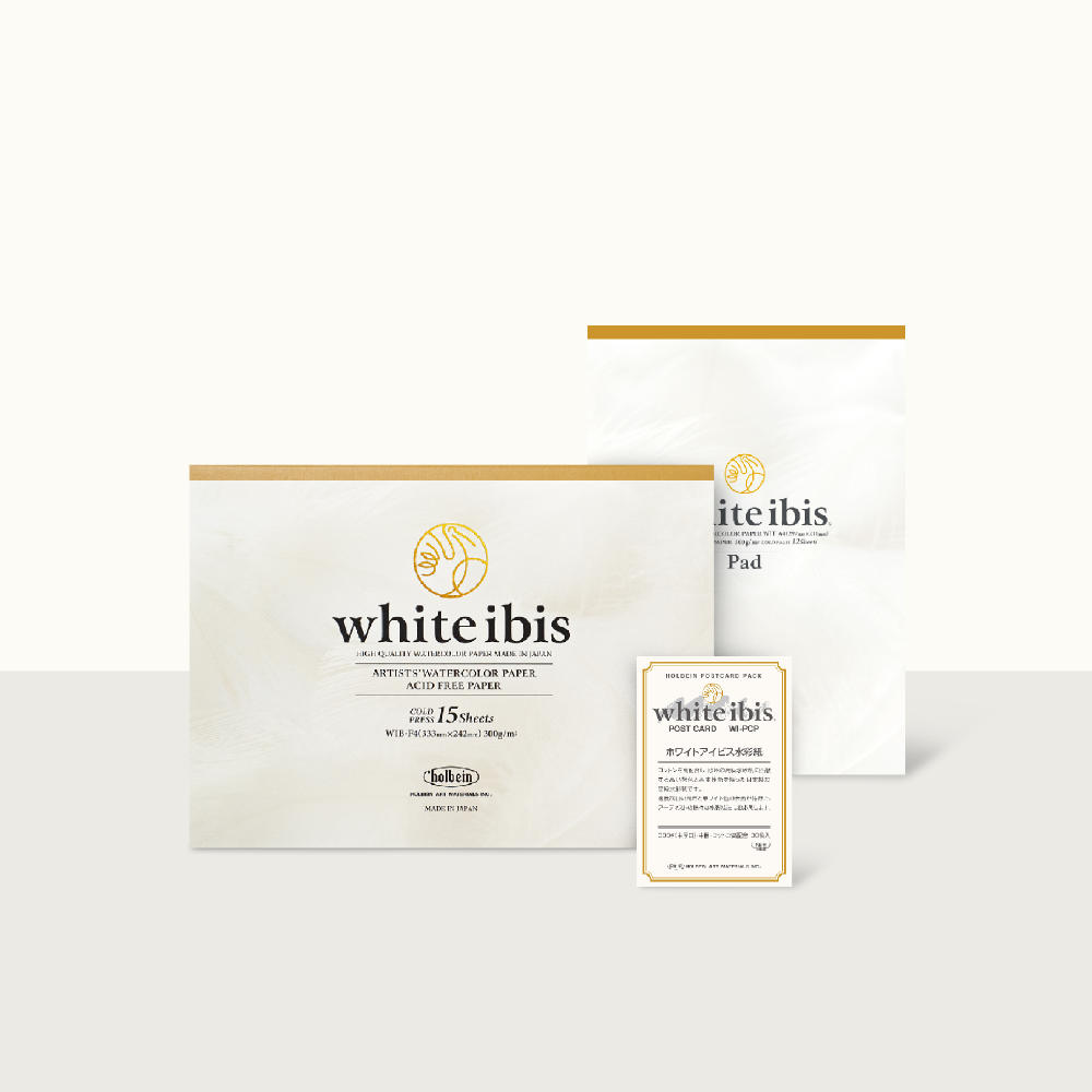 Shikishi White Ibis watercolor cardboard - Holbein - cold pressed, 12 x 13,5 cm, 300 g, 5 pcs.