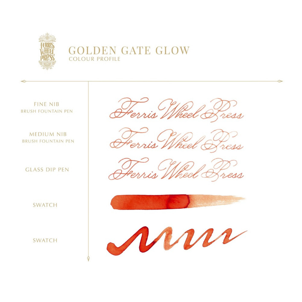 Calligraphy ink - Ferris Wheel Press - Golden Gate Glow, 38 ml