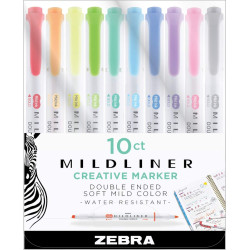 Zestaw dwustronnych zakreślaczy Mildliner - Zebra - 10 kolorów