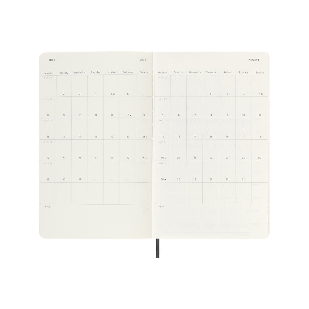 Moleskine Horizontal Weekly Agenda 12 Months 2024, Agenda 2024, Size Large  13x21