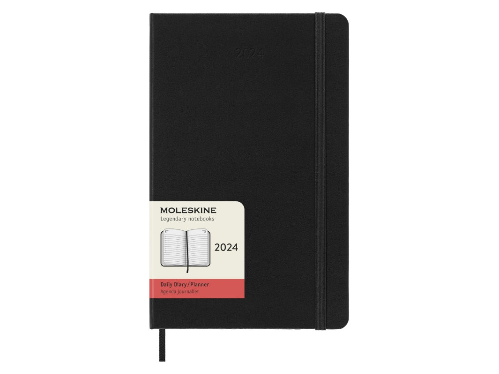 Kalendarz dzienny 2024 Moleskine Black, twarda okładka, L