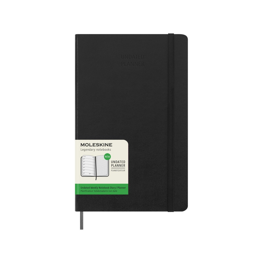 Kalendarz tygodniowy niedatowany - Moleskine - Black, twarda okładka, L