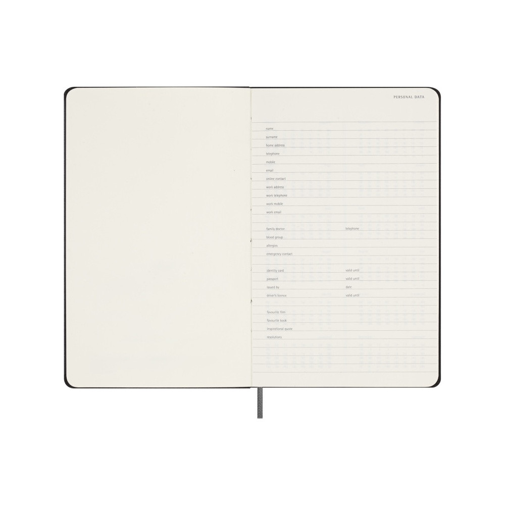 Kalendarz tygodniowy niedatowany - Moleskine - Black, twarda okładka, L