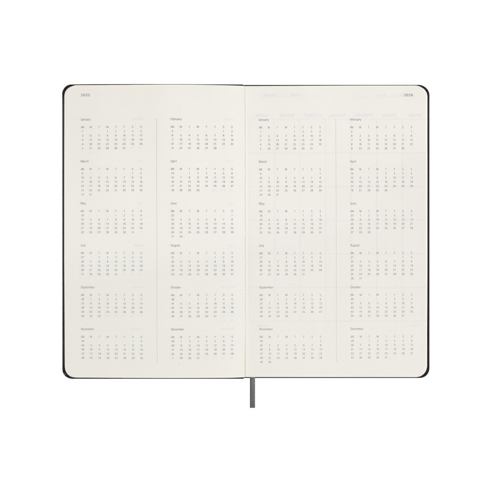 Kalendarz tygodniowy niedatowany - Moleskine - Black, twarda okładka, L