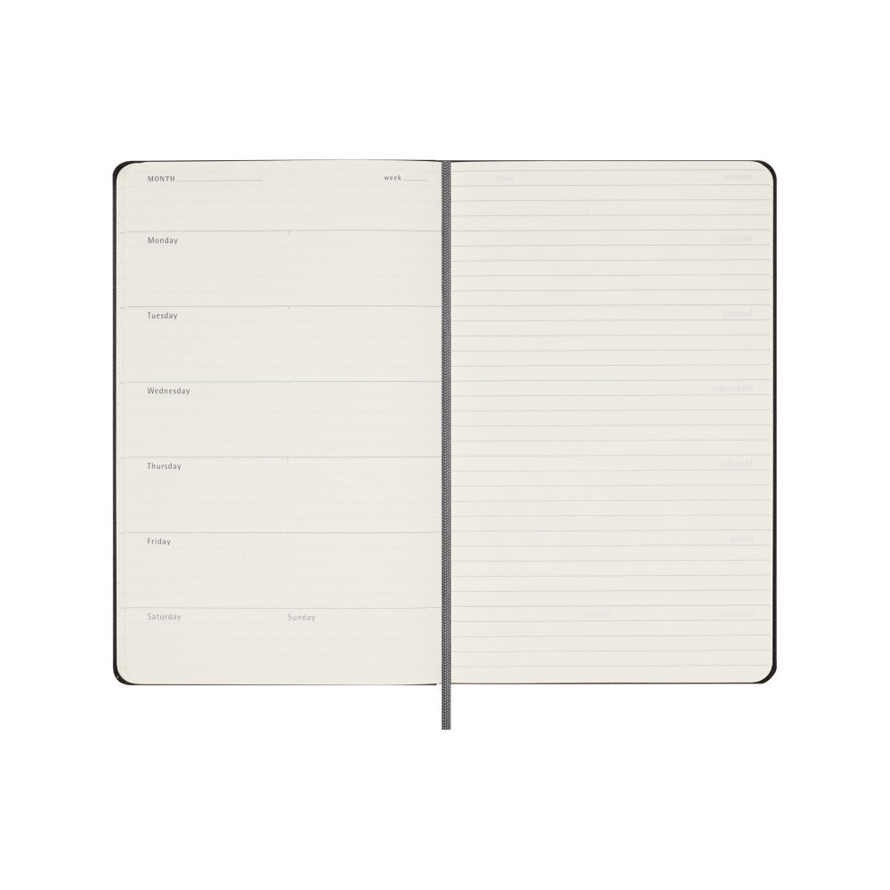 Kalendarz tygodniowy niedatowany - Moleskine - Black, twarda okładka, L
