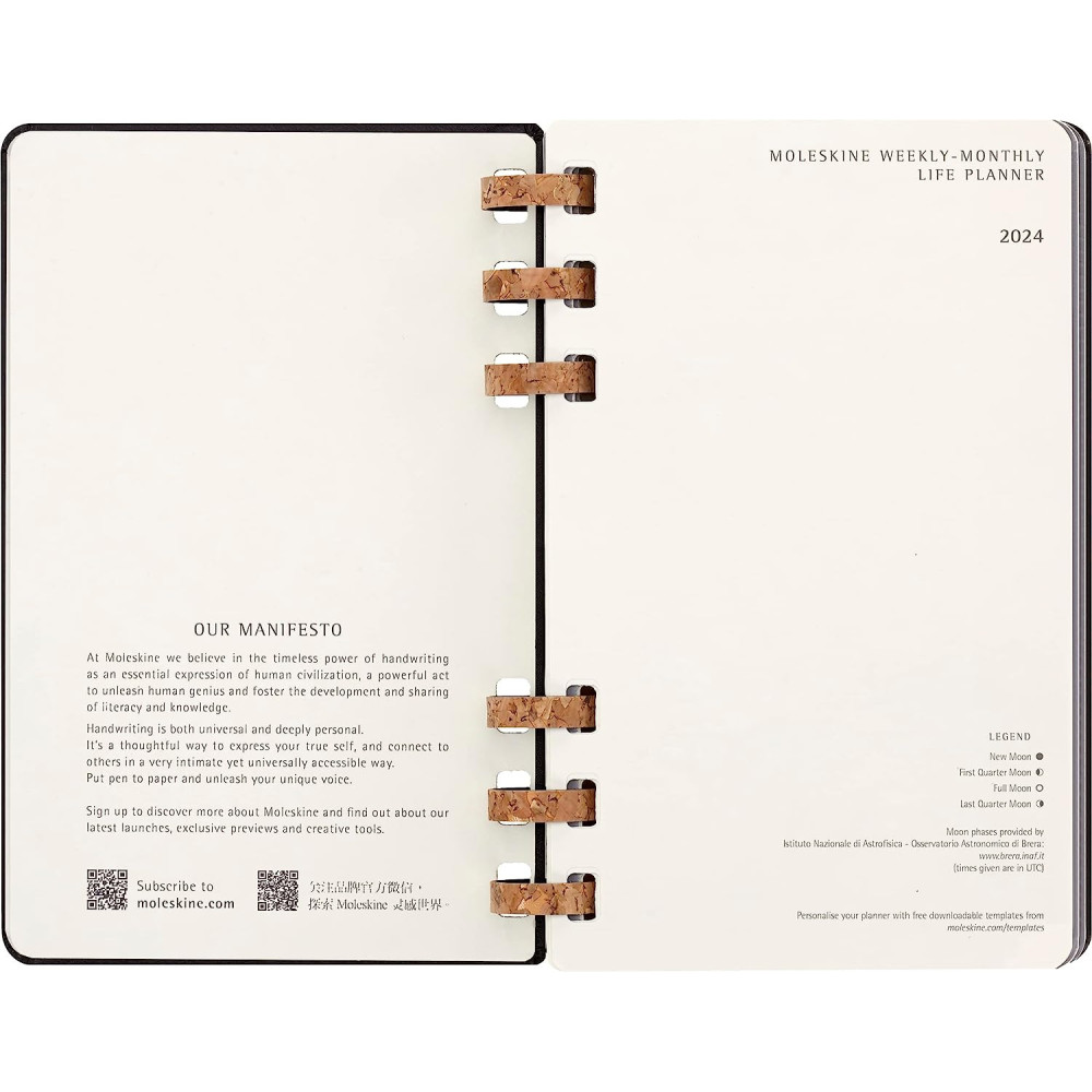 Monthly and weekly Life Planner 2024 - Moleskine - Black, hard cover, L