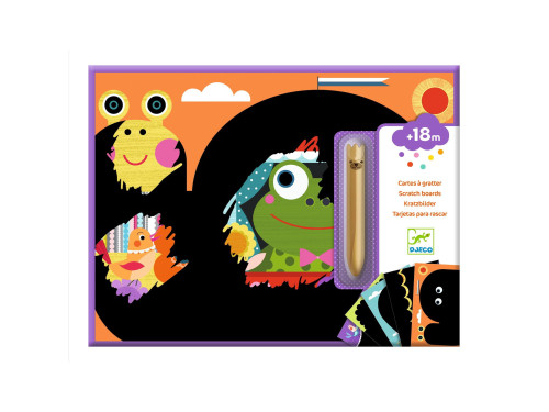 Scratch boards for children - Djeco - Animal World, 4 sheets