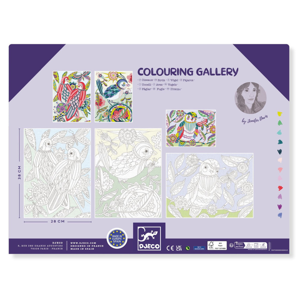 Colouring Gallery - Djeco - Birds, 3 pcs.