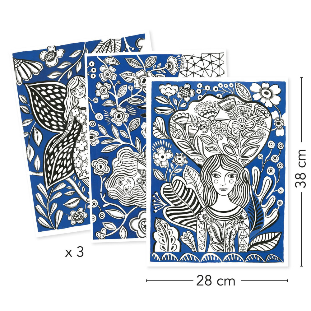 Colouring Gallery - Djeco - Flowers, 3 pcs.