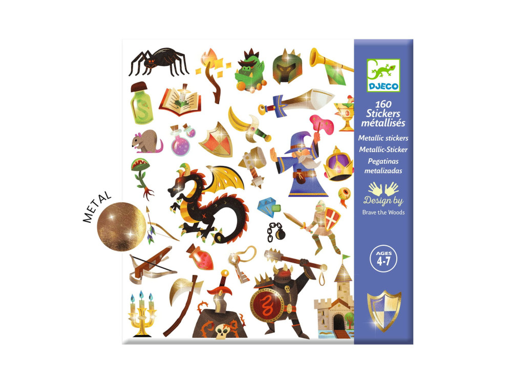 Set of metallic stickers Knights and Castles - Djeco - 160 pcs.