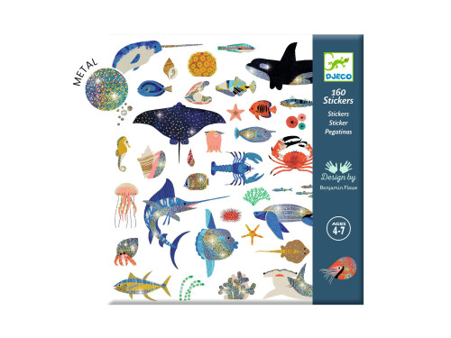 Set of metallic stickers - Djeco - Ocean, 160 pcs.
