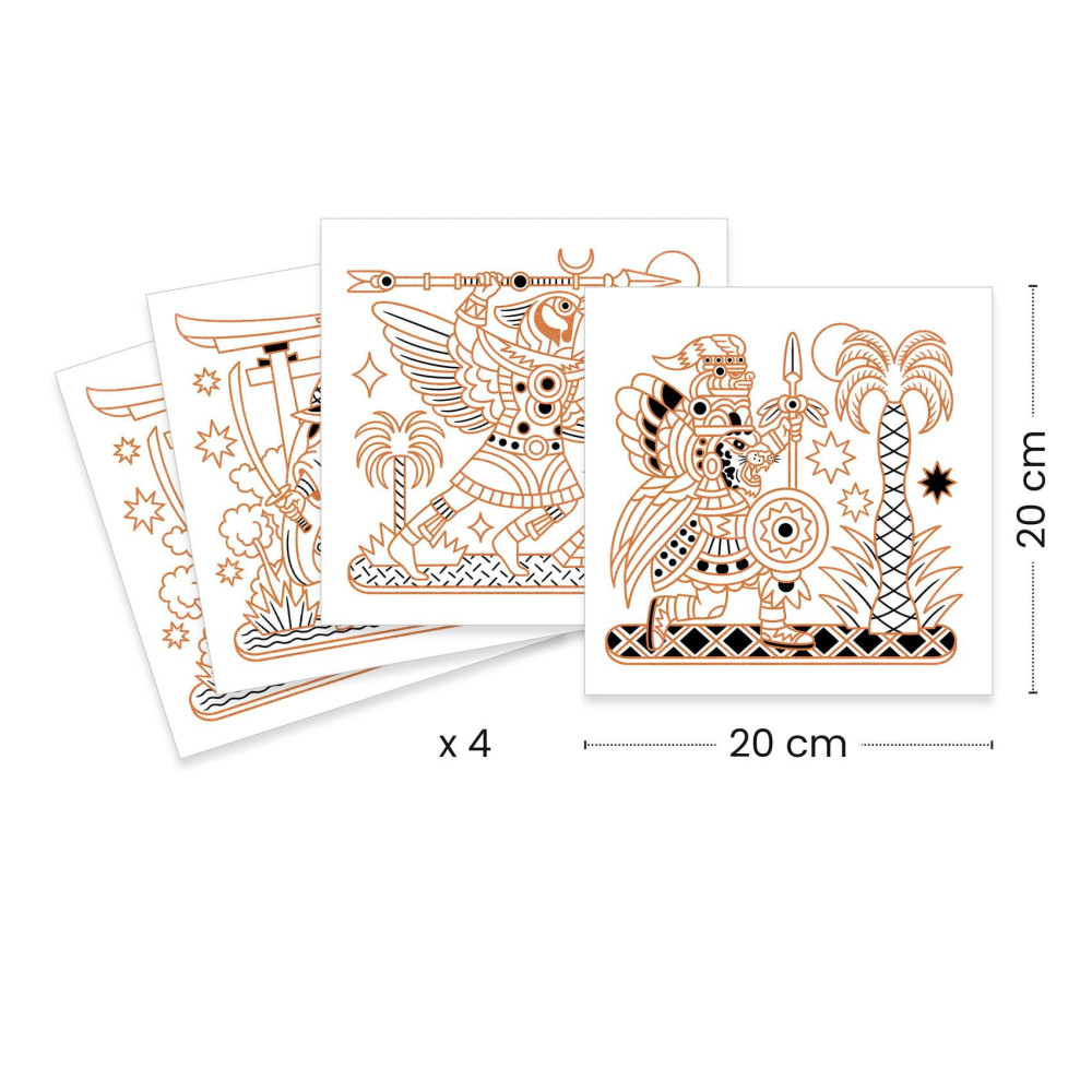 Set of metallic coloring sheets - Djeco - Warrior Animals, 4 pcs.