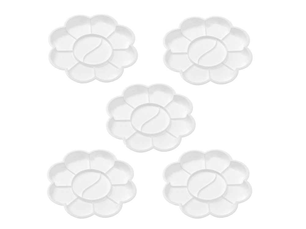 Mini flower paint palette - Simply Crafting - white, 13,5 cm, 5 pcs.