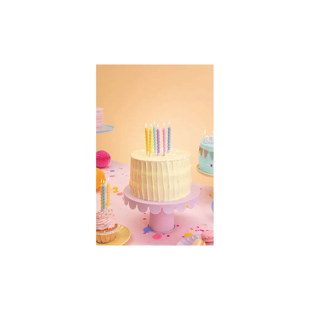 Twisted birthday candles - pastel, 8,5 cm, 6 pcs.