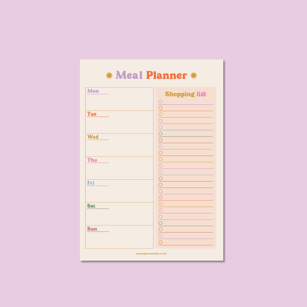Meal Planner & Shopping List - Once Upon a Tuesday - A5
