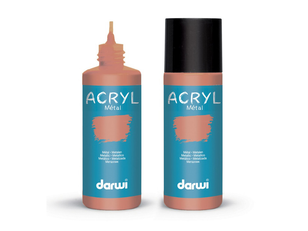 Farba akrylowa do ceramiki i szkła, metaliczna - Darwi - Brown, 80 ml