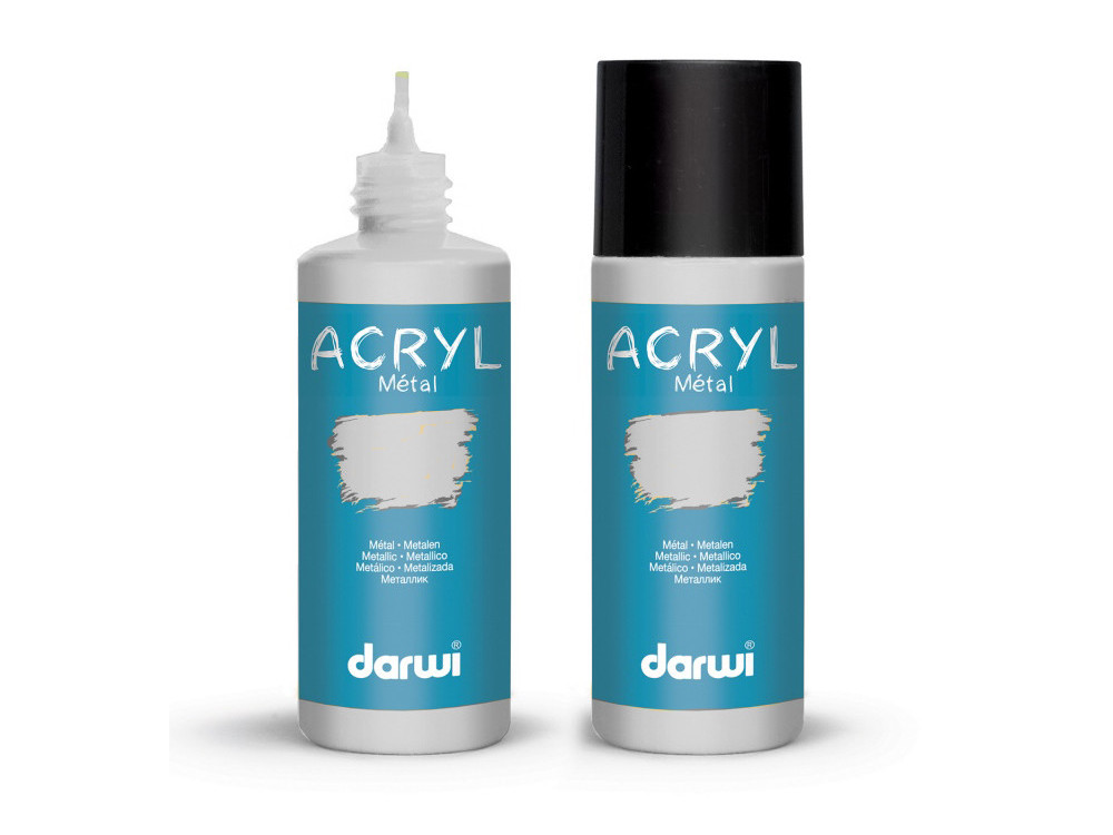 Acrylic paint for ceramic and glass, metallic - Darwi - Silver, 80 ml