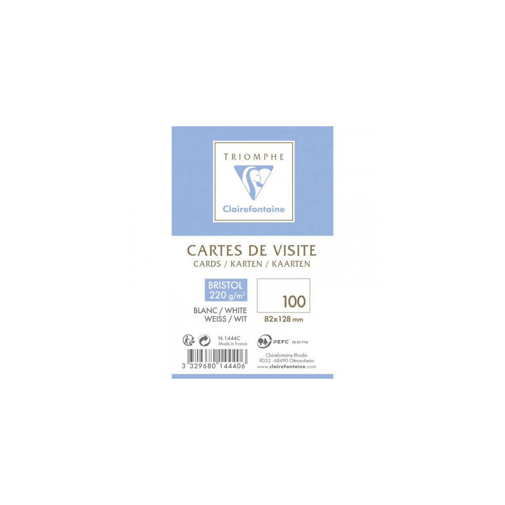 Set of business cards - Clairefontaine - White, 8,2 x 12,8 cm, 100 pcs.