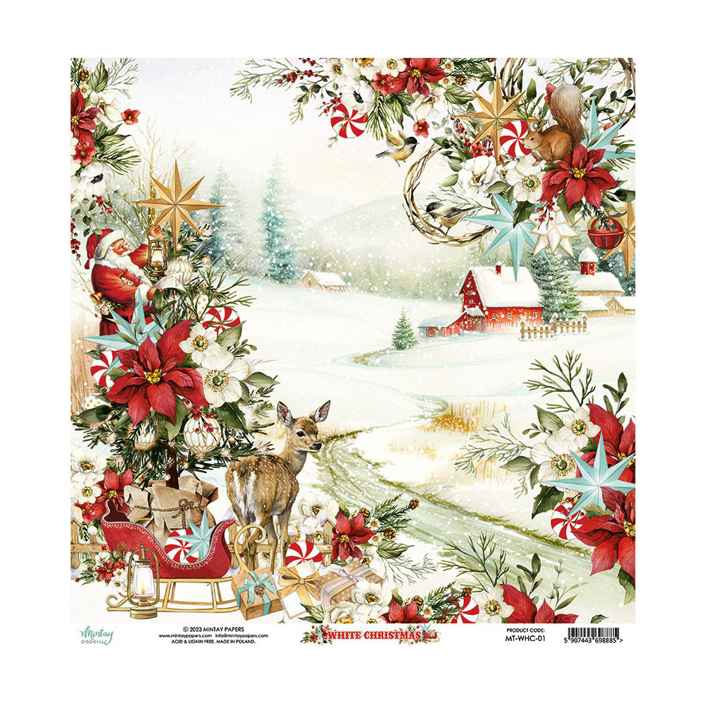 Papier do scrapbookingu 30,5 x 30,5 cm - Mintay - White Christmas 01