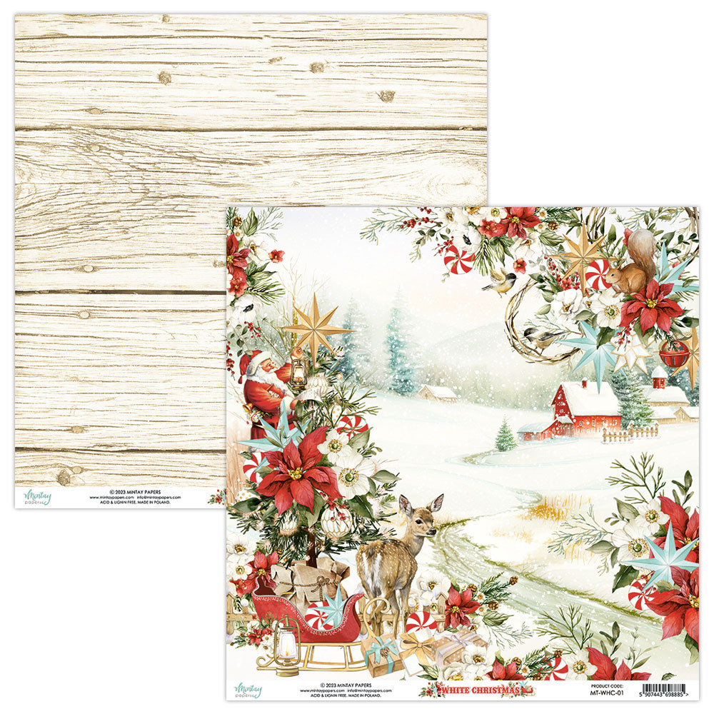Scrapbooking paper 30,5 x 30,5 cm - Mintay - White Christmas 01