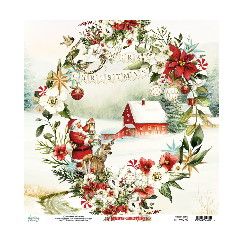 Scrapbooking paper 30,5 x 30,5 cm - Mintay - White Christmas 02