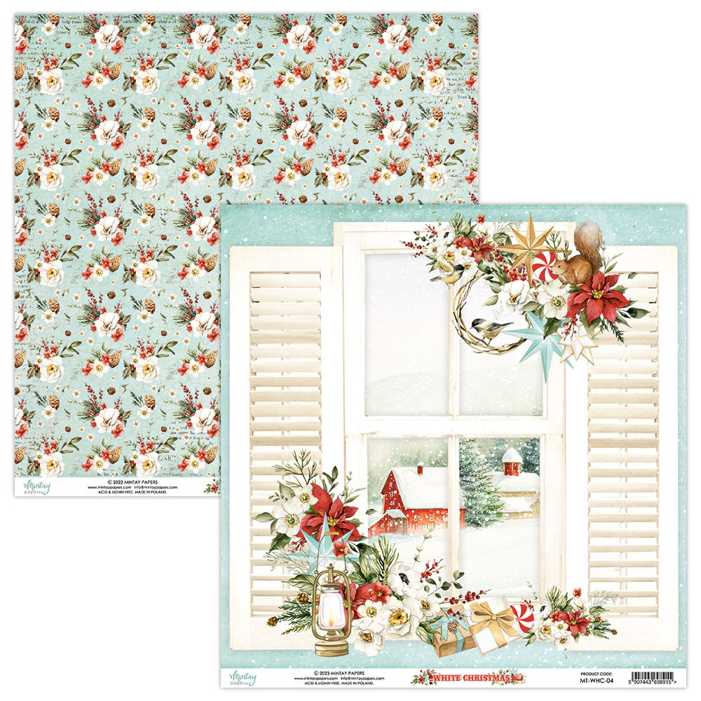 Scrapbooking paper 30,5 x 30,5 cm - Mintay - White Christmas 04