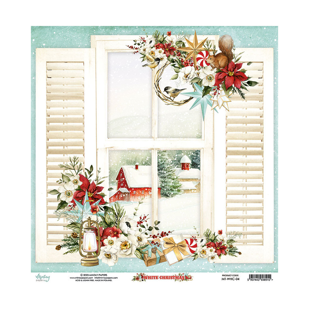Scrapbooking paper 30,5 x 30,5 cm - Mintay - White Christmas 04