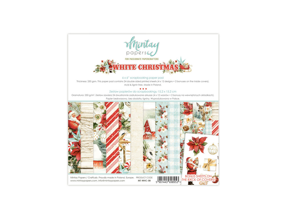 Zestaw papierów do scrapbookingu 15,2 x 15,2 cm - Mintay - White Christmas