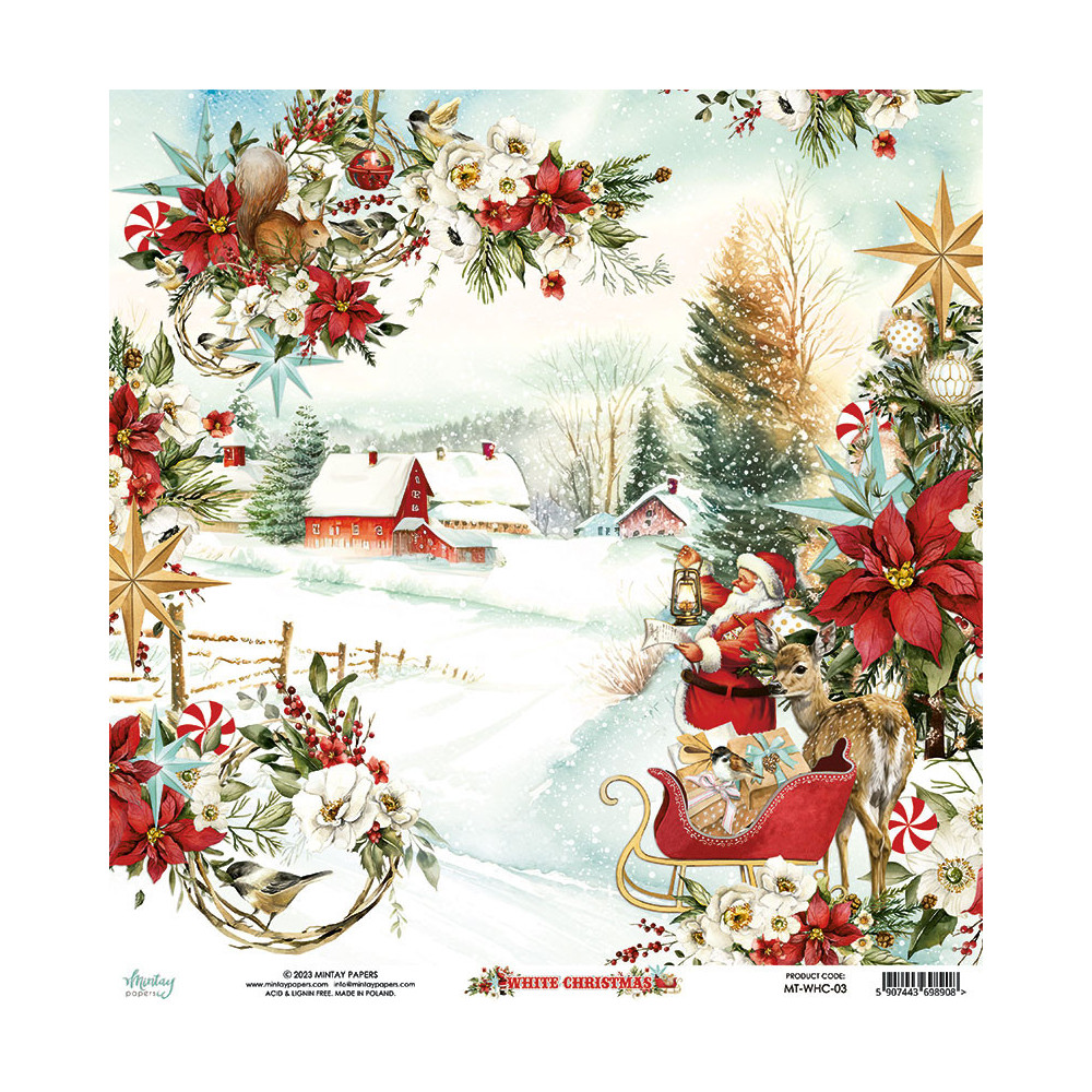 Zestaw papierów do scrapbookingu 15,2 x 15,2 cm - Mintay - White Christmas
