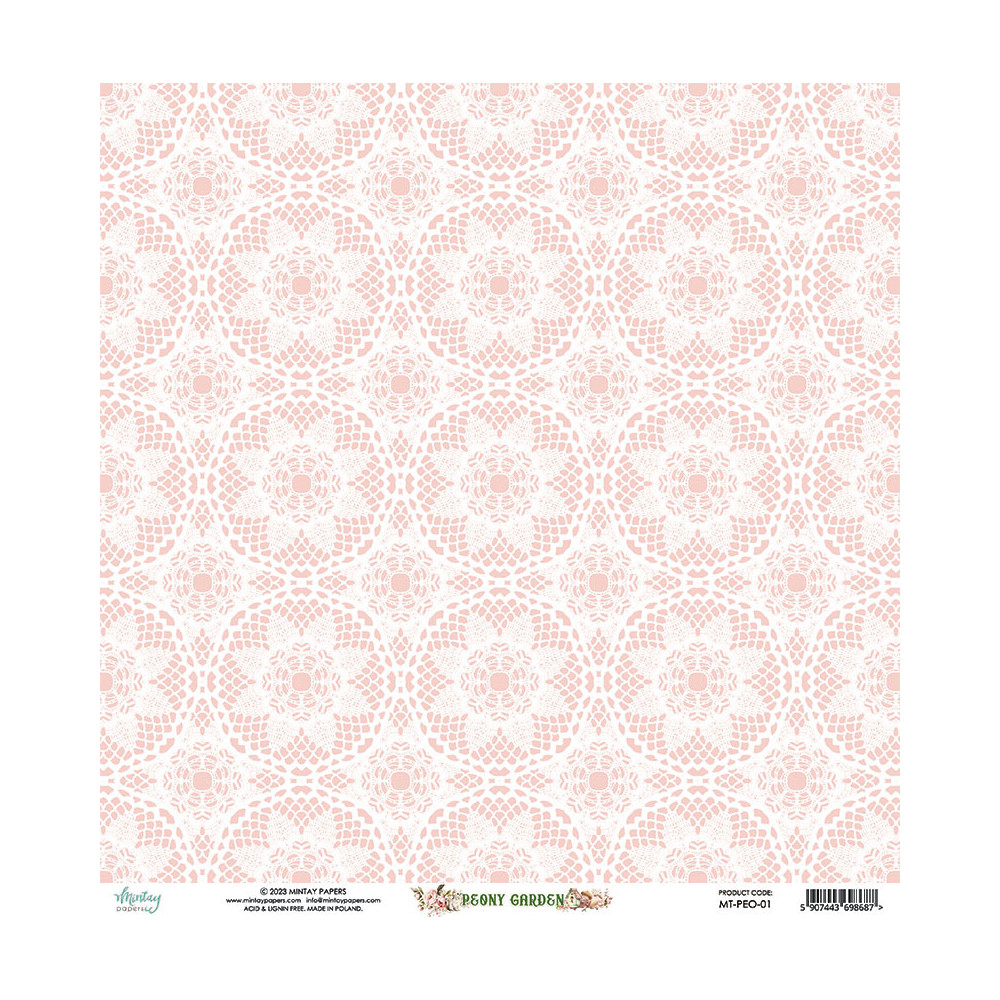 Scrapbooking paper 30,5 x 30,5 cm - Mintay - Peony Garden 01