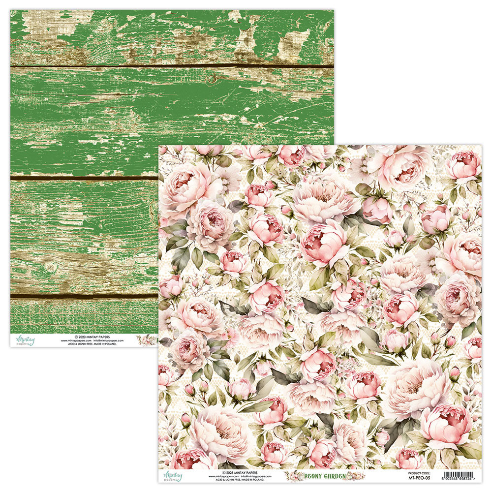 Set of scrapbooking papers 30,5 x 30,5 cm - Mintay - Peony Garden