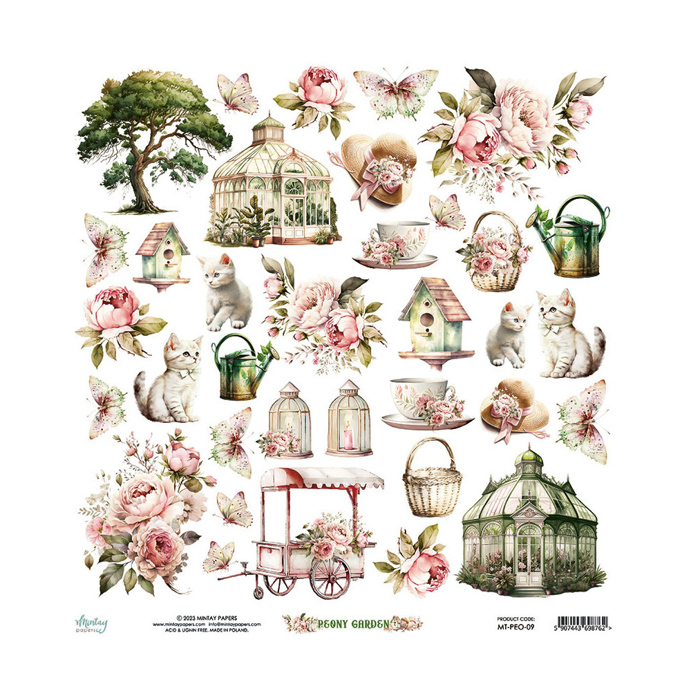 Elements for cutting 30,5 x 30,5 cm - Mintay - Peony Garden