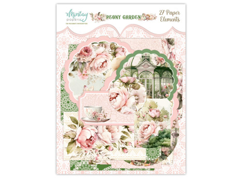 Zestaw papierowych tagów - Mintay - Peony Garden, 27 szt.