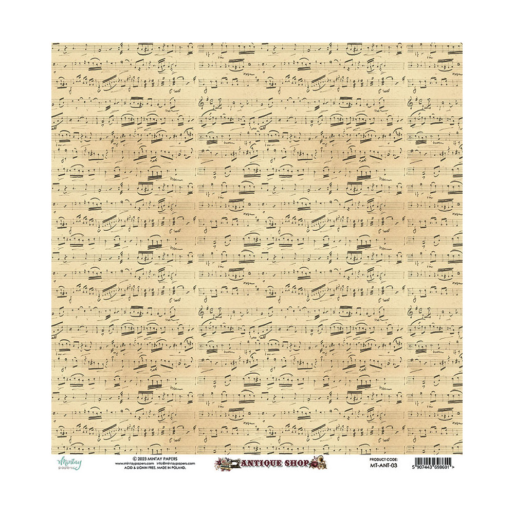 Scrapbooking paper 30,5 x 30,5 cm - Mintay - Antique Shop 03