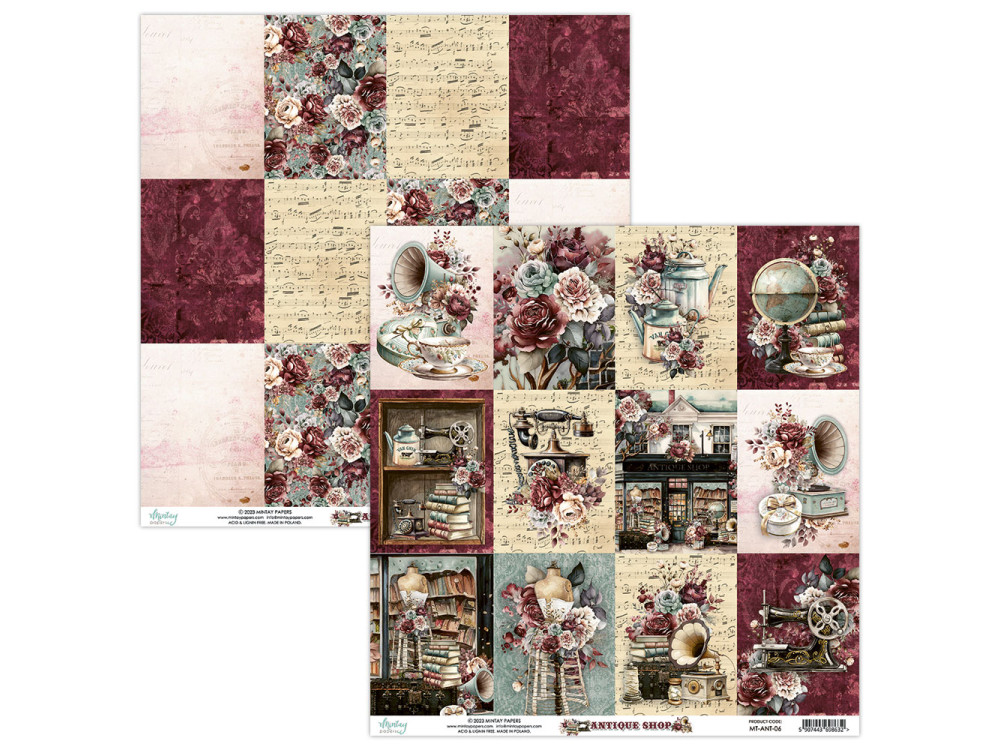 Scrapbooking paper 30,5 x 30,5 cm - Mintay - Antique Shop 06
