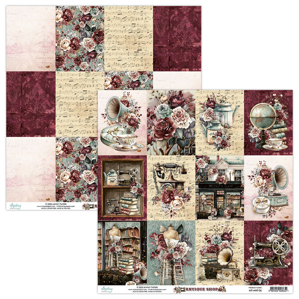 Set of scrapbooking papers 15,2 x 15,2 cm - Mintay - Antique Shop