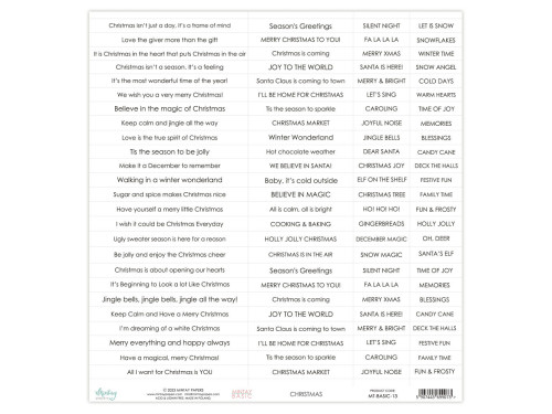 Arkusz napisów do scrapbookingu 30,5 x 30,50 cm - Mintay - Christmas, ang.