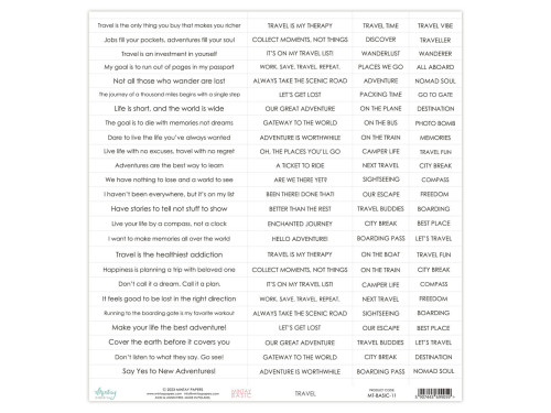 Set of scrapbooking quotes 30,5 x 30,5 cm - Mintay - Travel, eng.