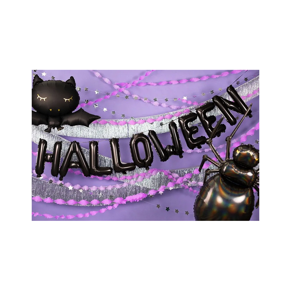 Balon foliowy napis Halloween - czarny, 46 x 230 cm