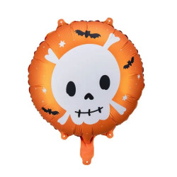 Foil balloon Skull - orange, 45 cm