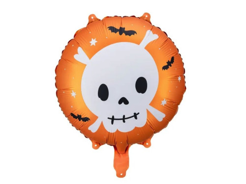 Balon foliowy Czaszka - pomarańczowy, 45 cm
