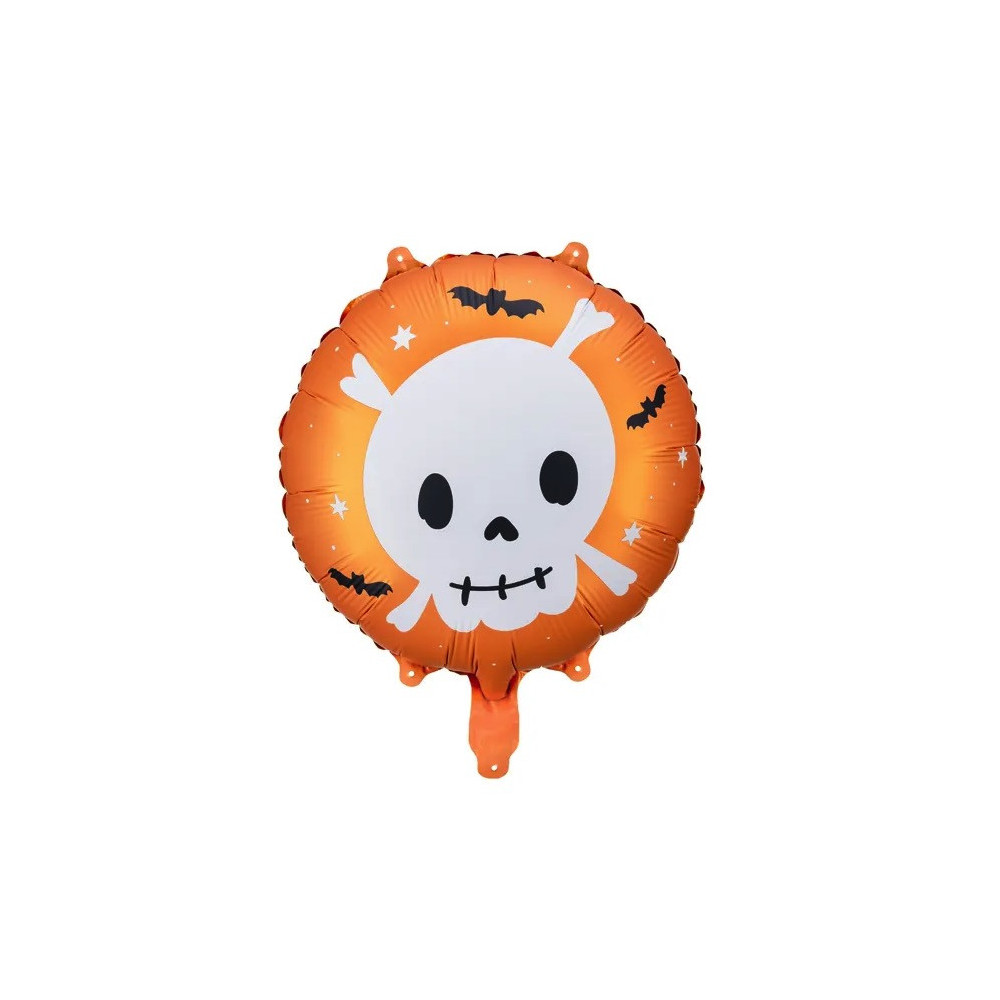 Foil balloon Skull - orange, 45 cm