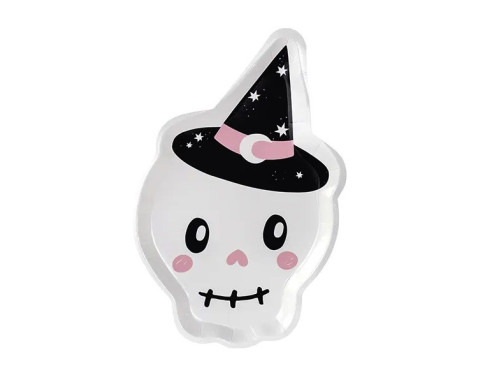 Skull paper plates - white, 6 pcs.