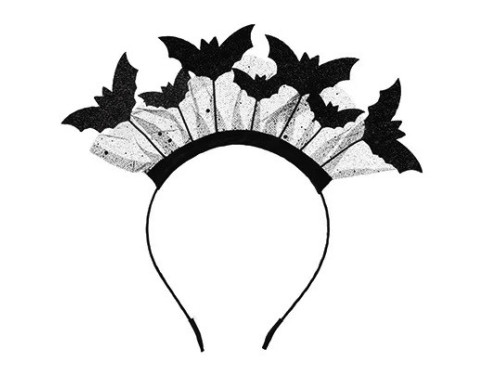 Spooky Halloween headband, Bats - black, 22 x 23 cm