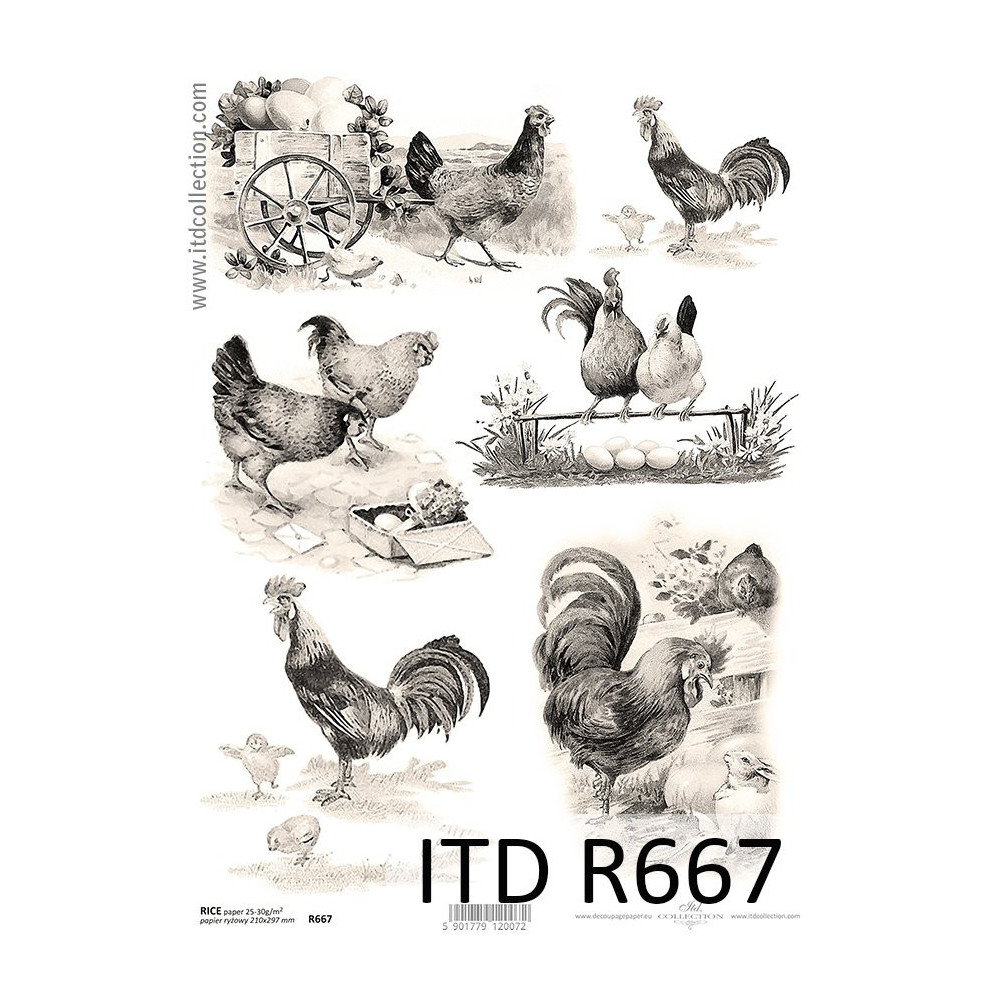 Decoupage paper A4 - ITD Collection - rice, R667