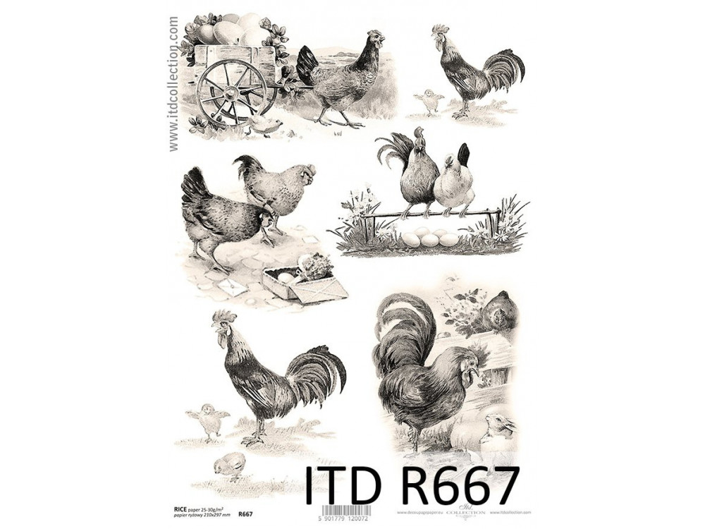 Papier do decoupage A4 - ITD Collection - ryżowy, R667