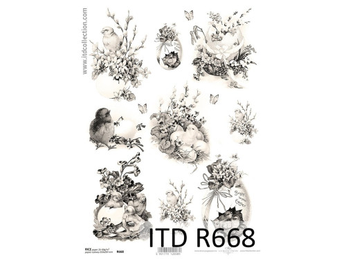 Papier do decoupage A4 - ITD Collection - ryżowy, R668