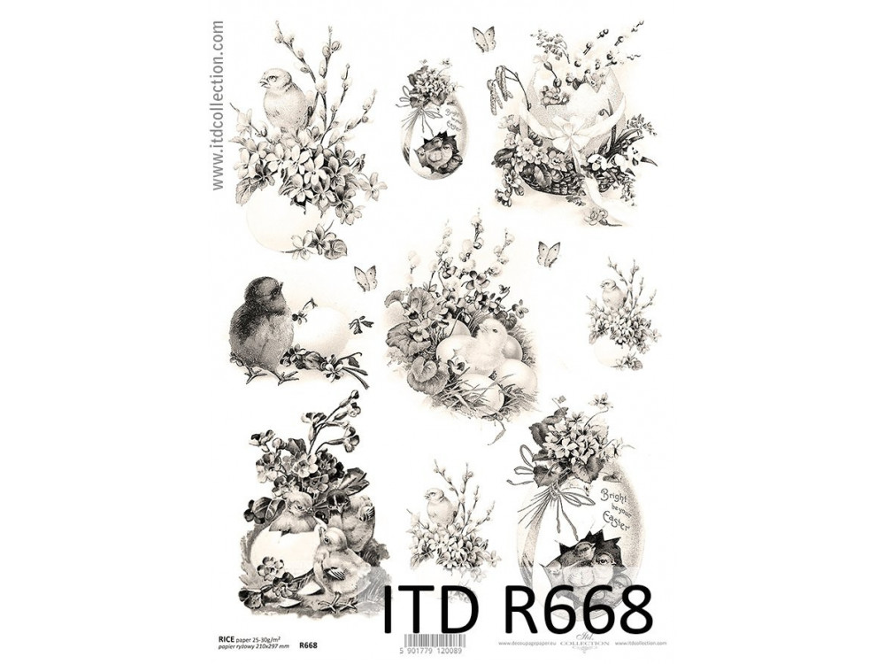 Papier do decoupage A4 - ITD Collection - ryżowy, R668